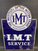 An Institute of The Motor Trade 'IMT Service' enamel sign, 20 x 28 1/2".