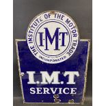 An Institute of The Motor Trade 'IMT Service' enamel sign, 20 x 28 1/2".