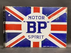 A BP Motor Spirit Union Jack double sided enamel sign with hanging flange, some older amateur