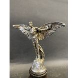 A rare and excellent quality nickel plated car accessory mascot in the form of icarus, signed John