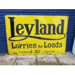 A large Leyland 'Lorries for Loads' rectangular enamel sign, of Leyland Lancs with central coat of