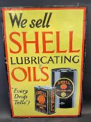 A Shell Lubricating Oils 'Every Drop Tells!' pictorial enamel sign, restored, 24 x 36".