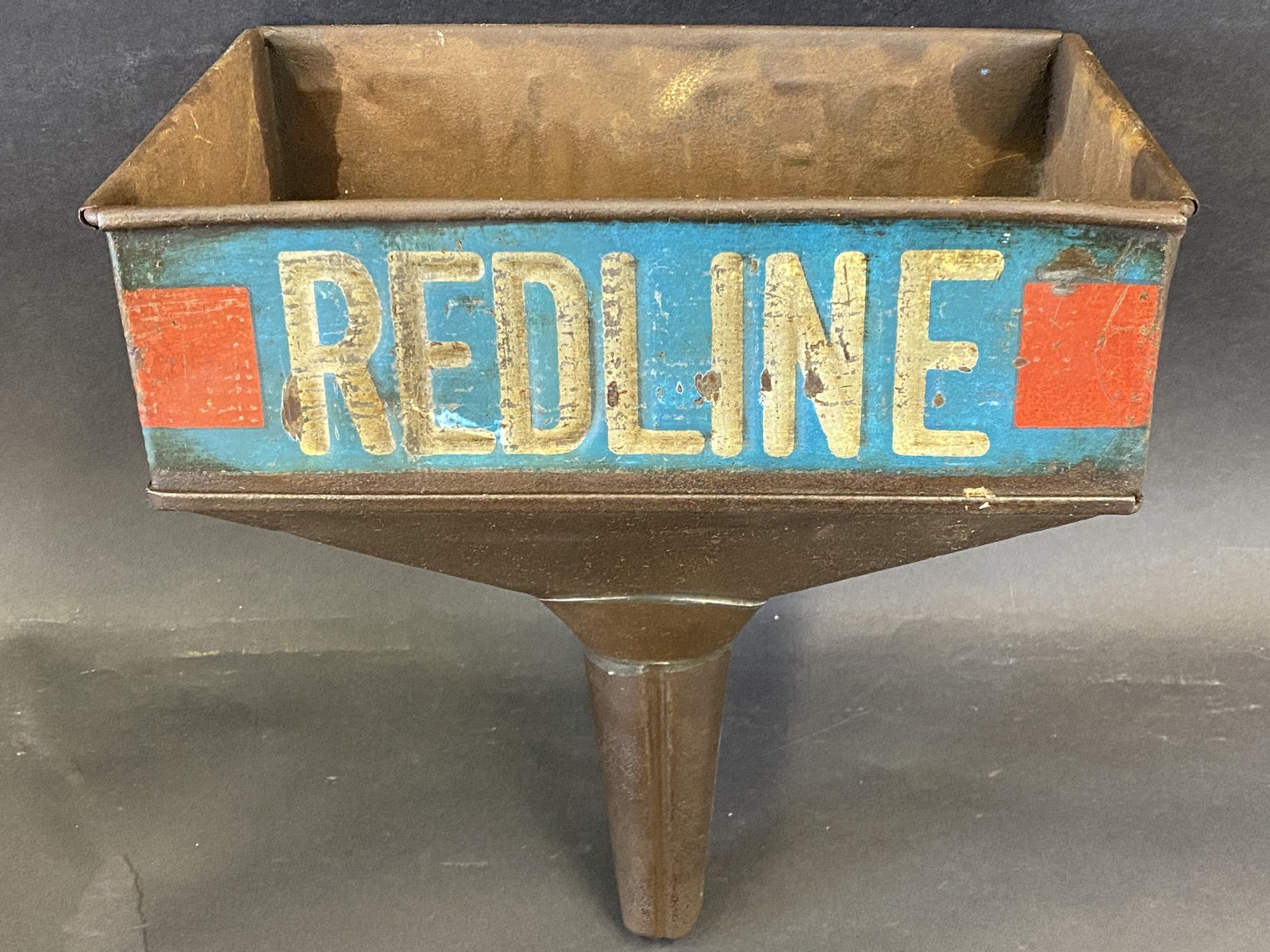 A Redline rectangular embossed funnel, excellent bright colour.