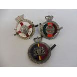 Three good quality enamel car badges by Gaunt, Royal Tank Regiment, Westminster Dragoons and a third