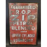 An early ROP ZIP rectangular tin advertising sign, mounted on a board, 31 1/2 x 21 1/2".