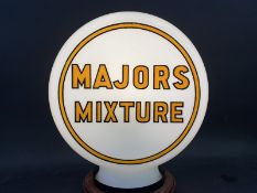 A rarely seen Majors Mixture glass petrol pump globe, in excellent condition, by Hailware.