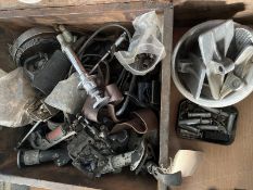 A quantity of Lagonda parts including pedals, bonnet catches, body parts etc.