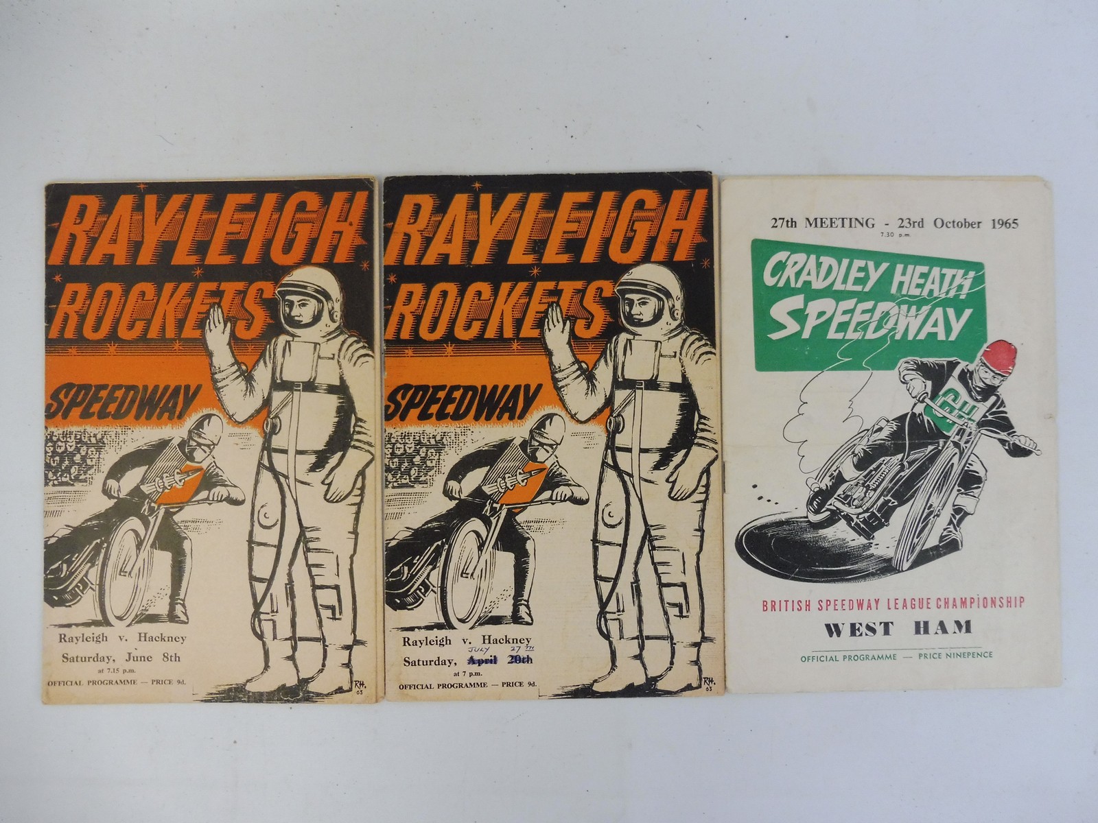 Three early Speedway programmes, Raleigh Rockets and Cradley Heath.