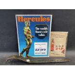 A Hercules cycles pictorial showcard, an ROP map and a Michelin tyre lever.