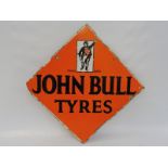 A John Bull Tyres lozenge shaped double sided enamel sign with minor restoration to both sides.