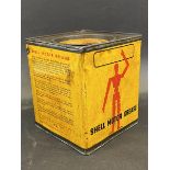 A rare Shell Motor Grease stick/robot man square tin with original lid.
