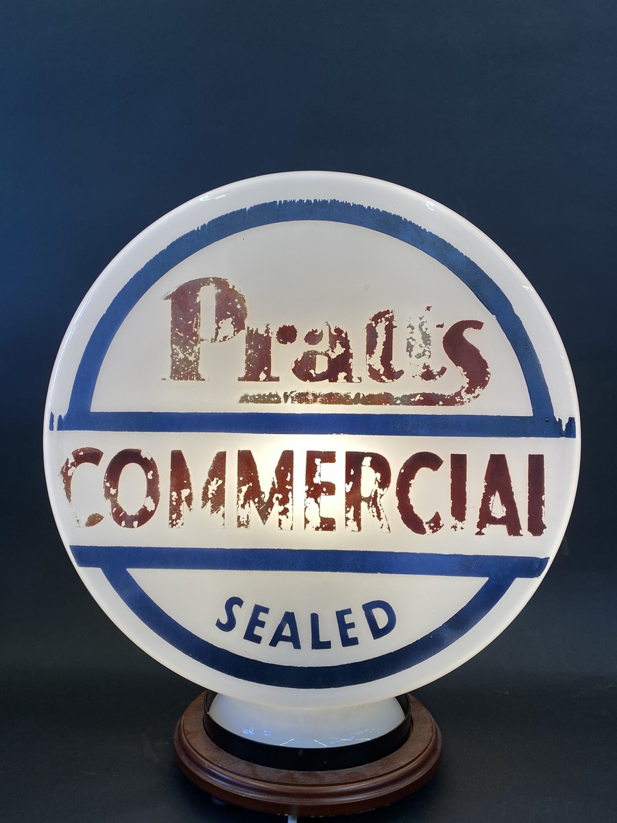 A Pratts Commerical 'Sealed' glass petrol pump globe in original condition.