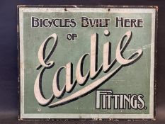 A 'Bicycles built here of Eadie Fittings' rectangular showcard, 15 x 12 1/4".