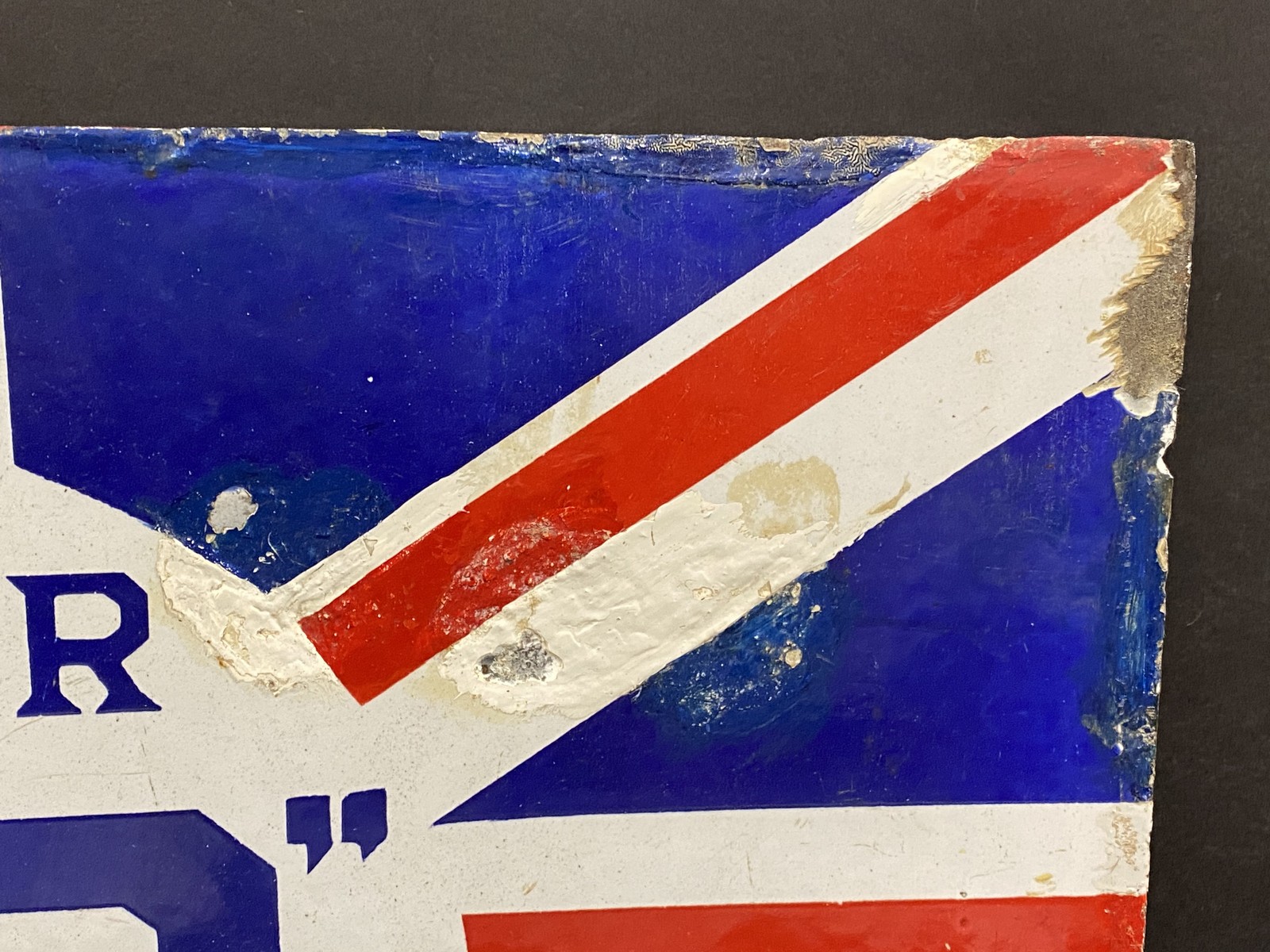 A BP Motor Spirit Union Jack double sided enamel sign with hanging flange, some older amateur - Image 3 of 7