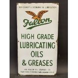 A Falcon High Grade Lubricating Oils & Greases rectangular enamel sign, 12 x 22".