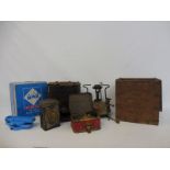 A Kenrick Aurora WWI paraffin stove, a large Veritas free standing paraffin stove, a camping gas