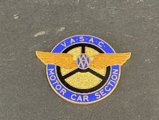 A cased V.A.S.A.C. plaque 'Motor Car Section'.