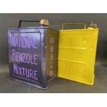 Two different version National Benzole Mixture two gallon petrol cans.