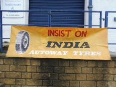 An India Tyres banner, 91 x 29 1/2".