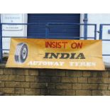 An India Tyres banner, 91 x 29 1/2".