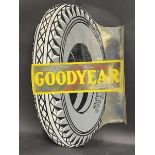 A Goodyear tyre shaped double sided enamel sign with hanging flange by Franco, some old amateur