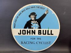 A John Bull Tyres and Accessories For the Racing Cyclist' circular hardboard advertising sign, 23