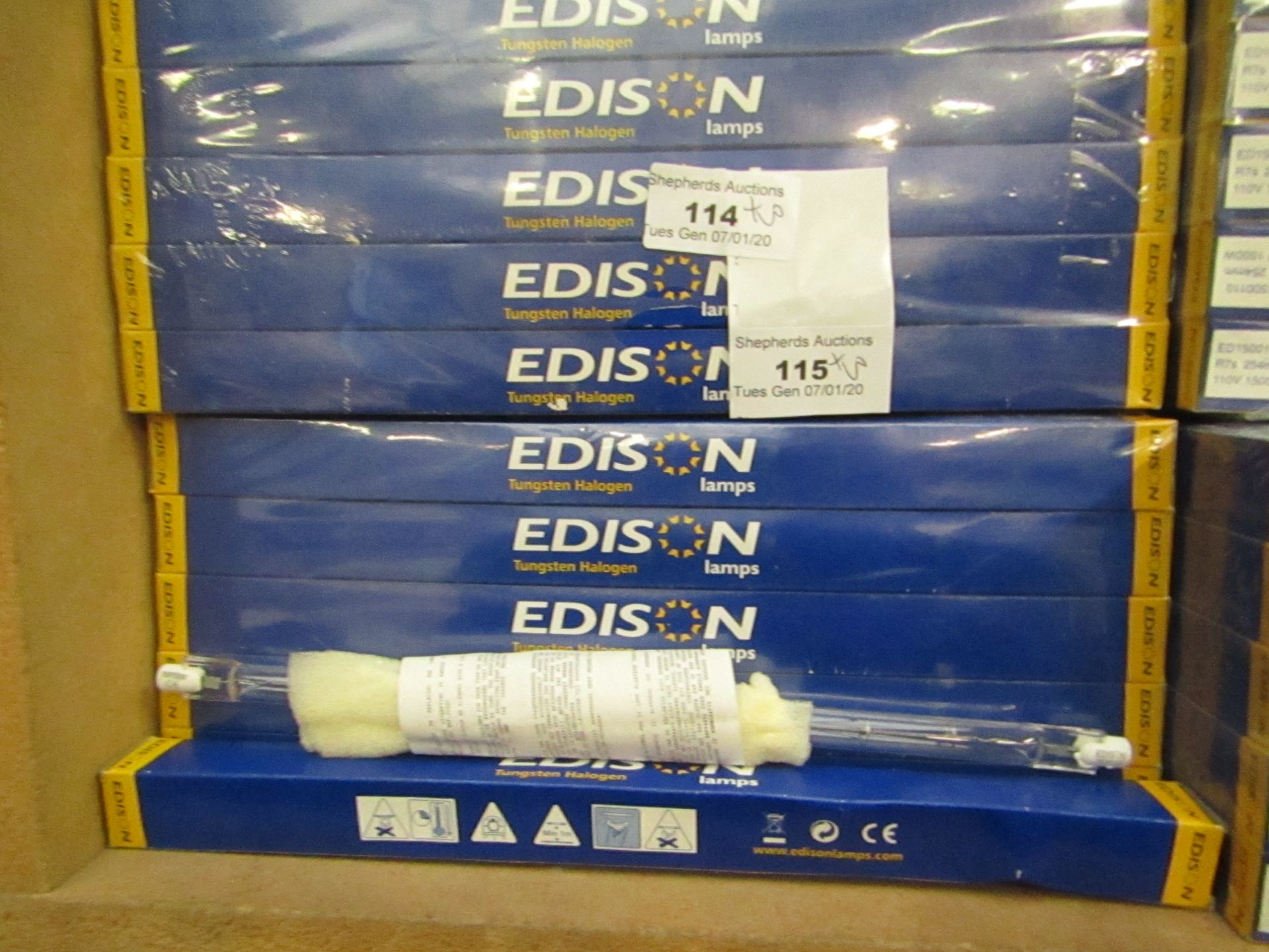 3X Boxes of 10 - EDISON - Tungsten Halogen lamps all packaged and boxed.