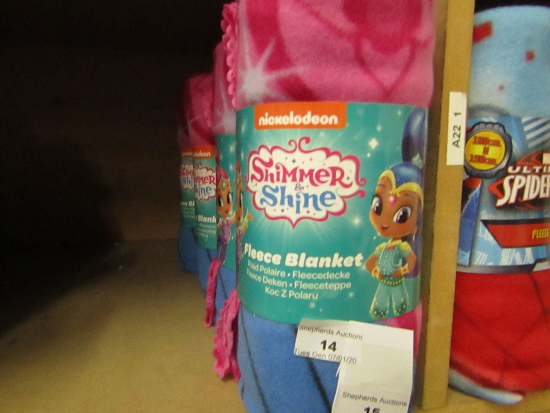 Shummer Shine fleece blanket, new and packaged.