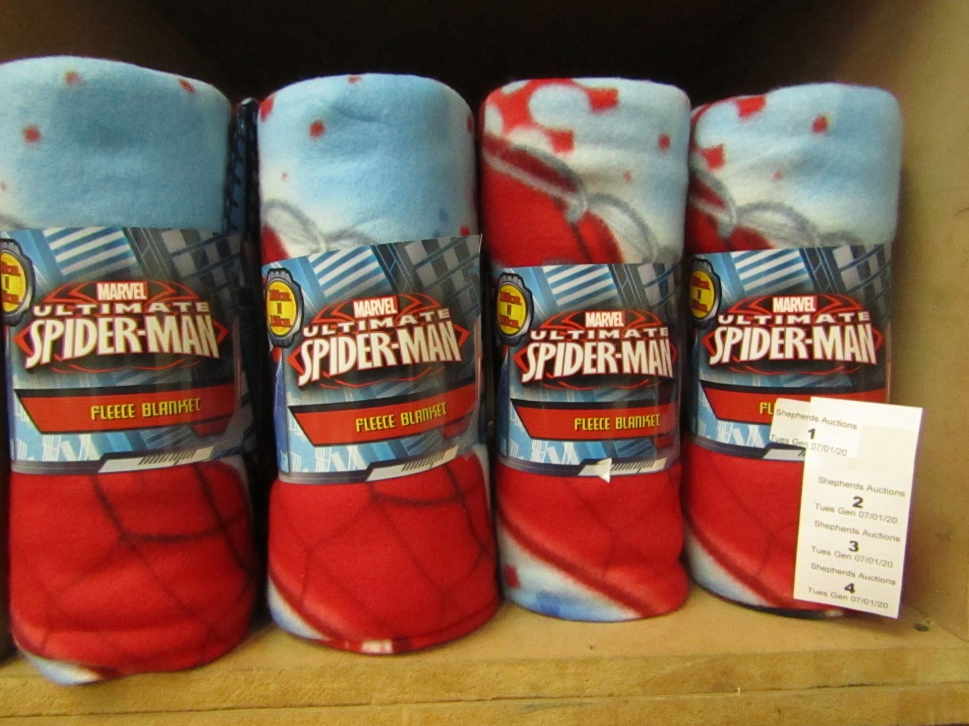 Spiderman fleece blanket, new and packaged.