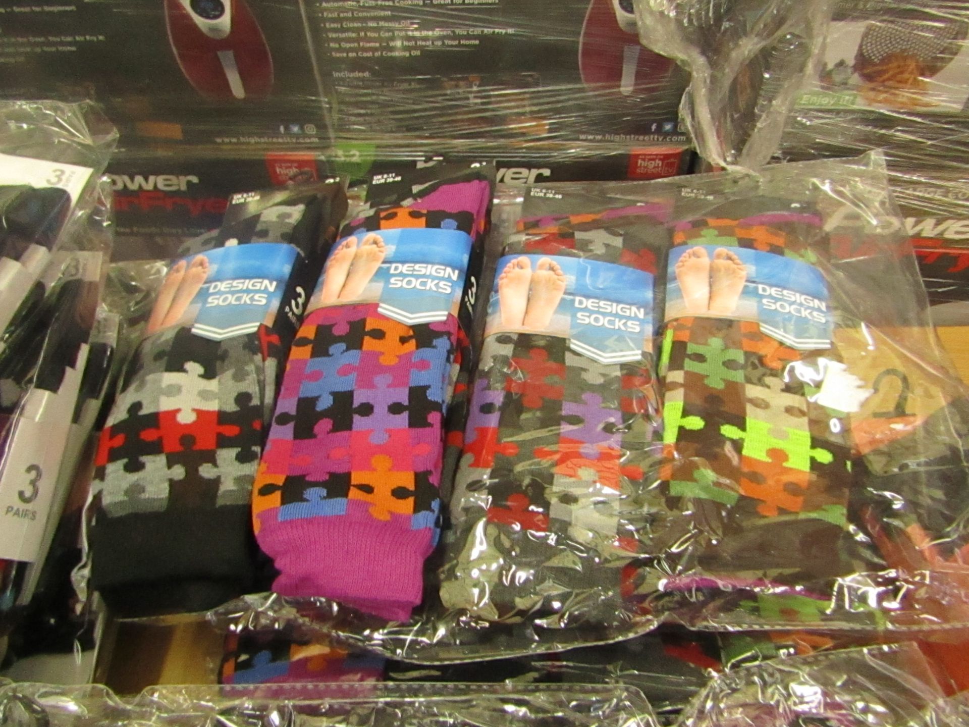 Pack of 12 x  pairs Mens Design Patterned Socks size 6-11 all new in packaging