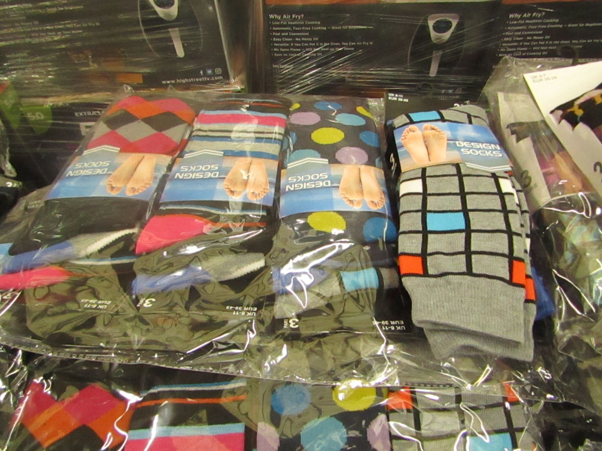 Pack of 12 x  pairs Mens Design Patterned Socks size 6-11 all new in packaging