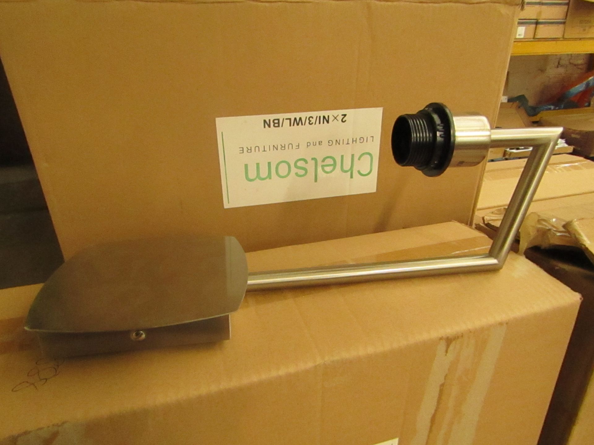 5 Boxes of Chelsom 2XNI/3/WL/BN - Stainless steel light fitting's. All new & boxed.