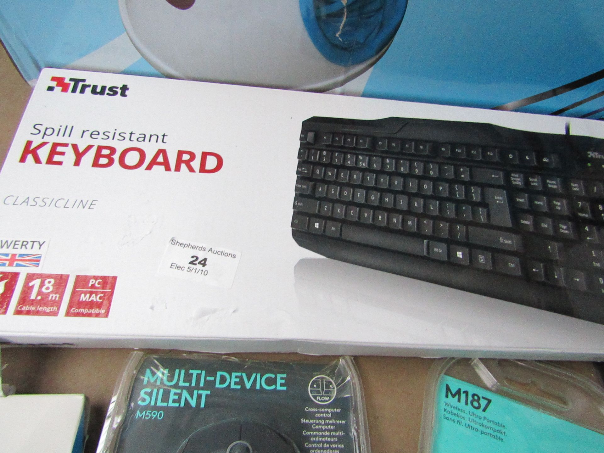 Trust - Spill resistant keyboard, untested and boxed.