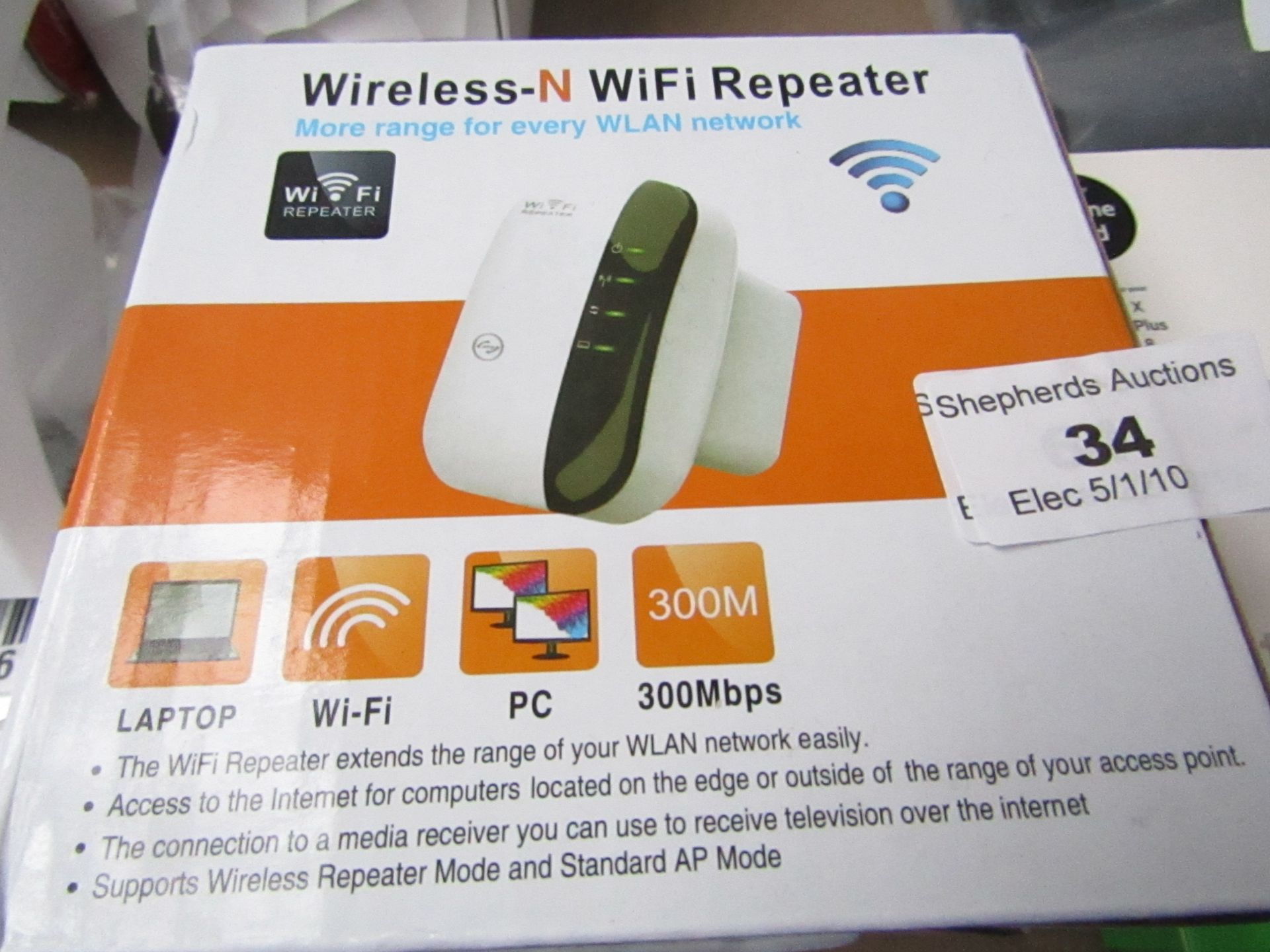 Wireless -N - WIFI Repeater untested and boxed.