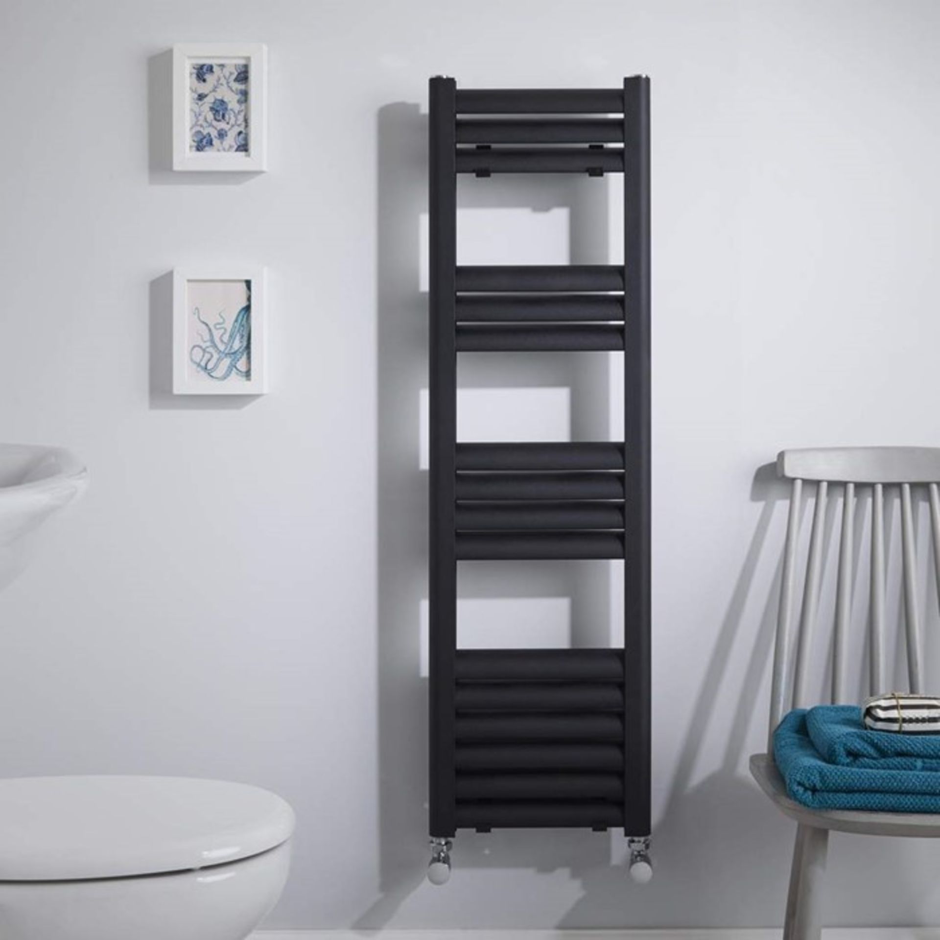 Anthracite H1214 aluminium tall radiator, 1800 x 300mm, unchecked and boxed.