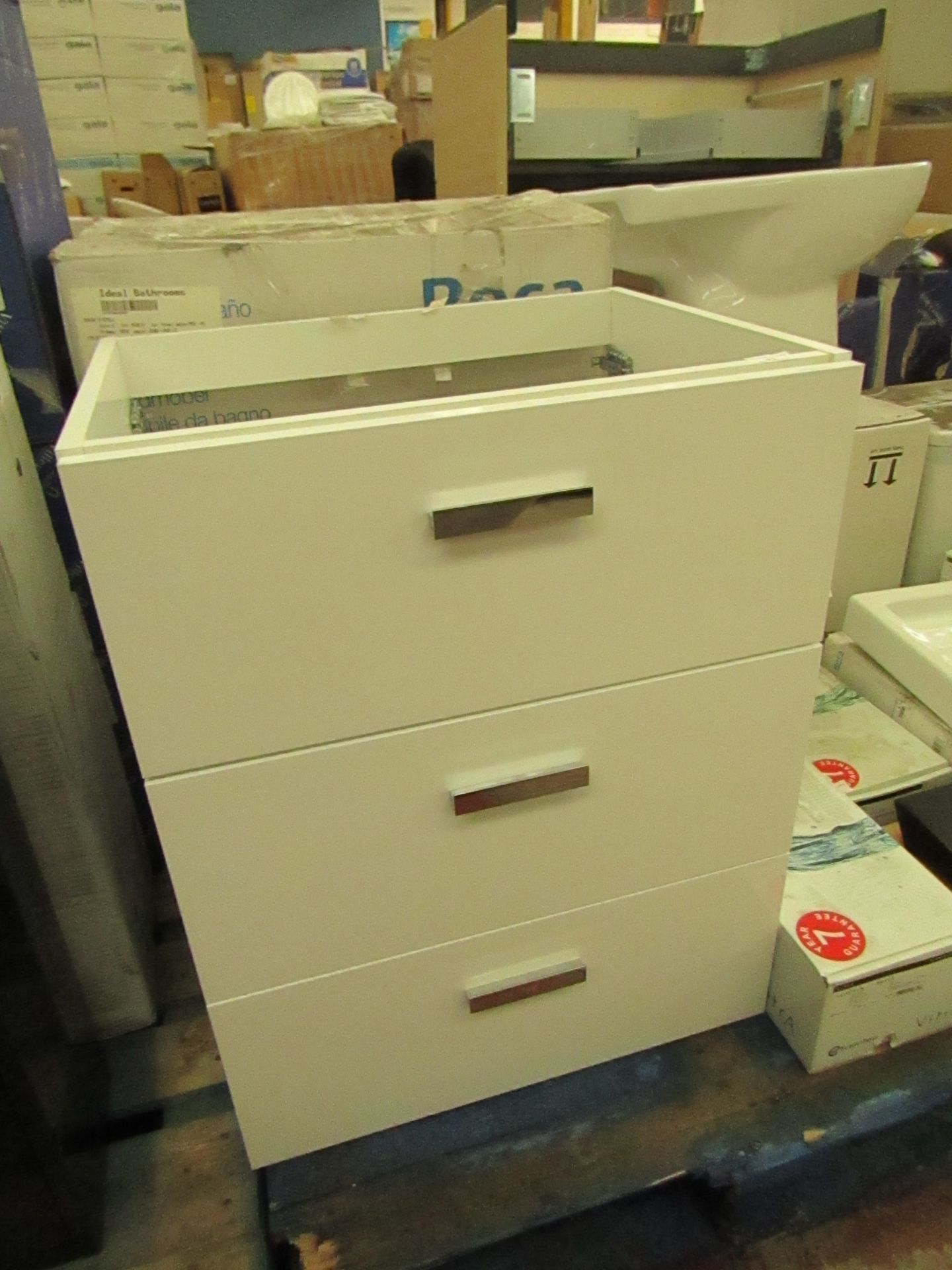 Roca 3 drawer vanity unit, new and boxed.