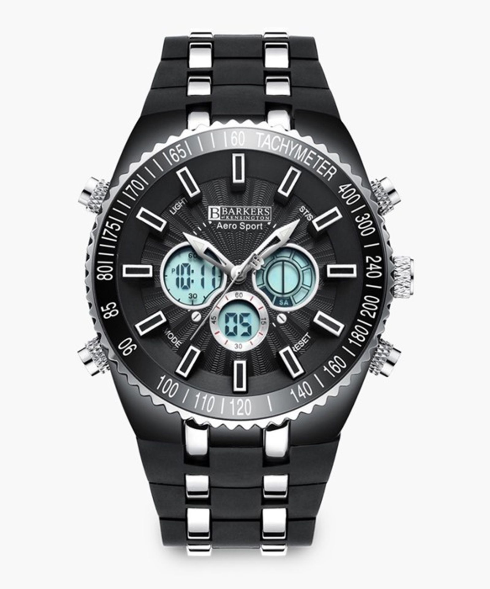 Barkers of Kensington Aero Black & Silver-Tone Watch Sport Watch. New and Boxed with a 5 year
