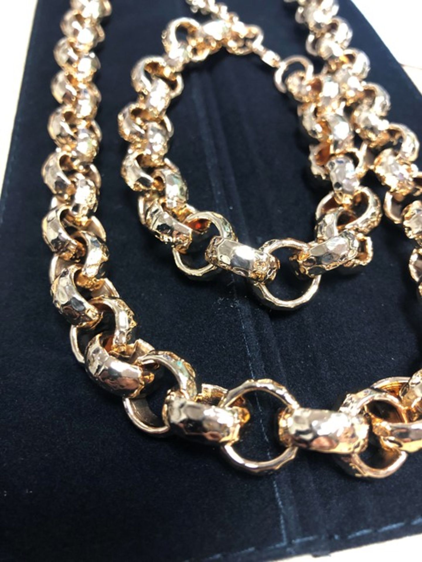 Gold Filled Diamond cut Belcher Chain Necklace and Bracelet set, new, Necklace is 24" and weighs 160 - Image 4 of 4