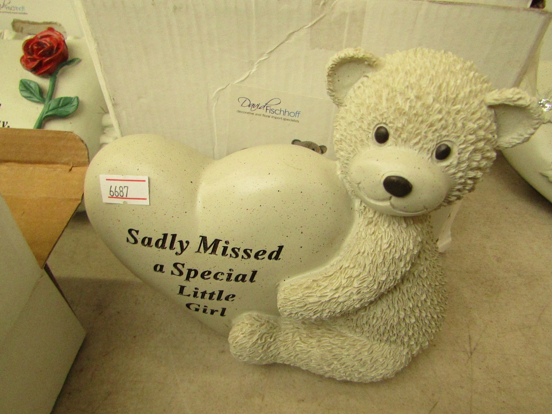Memorial Plaque - (Teddy bear & loveheart)- 'Little Boy, New and boxed.
