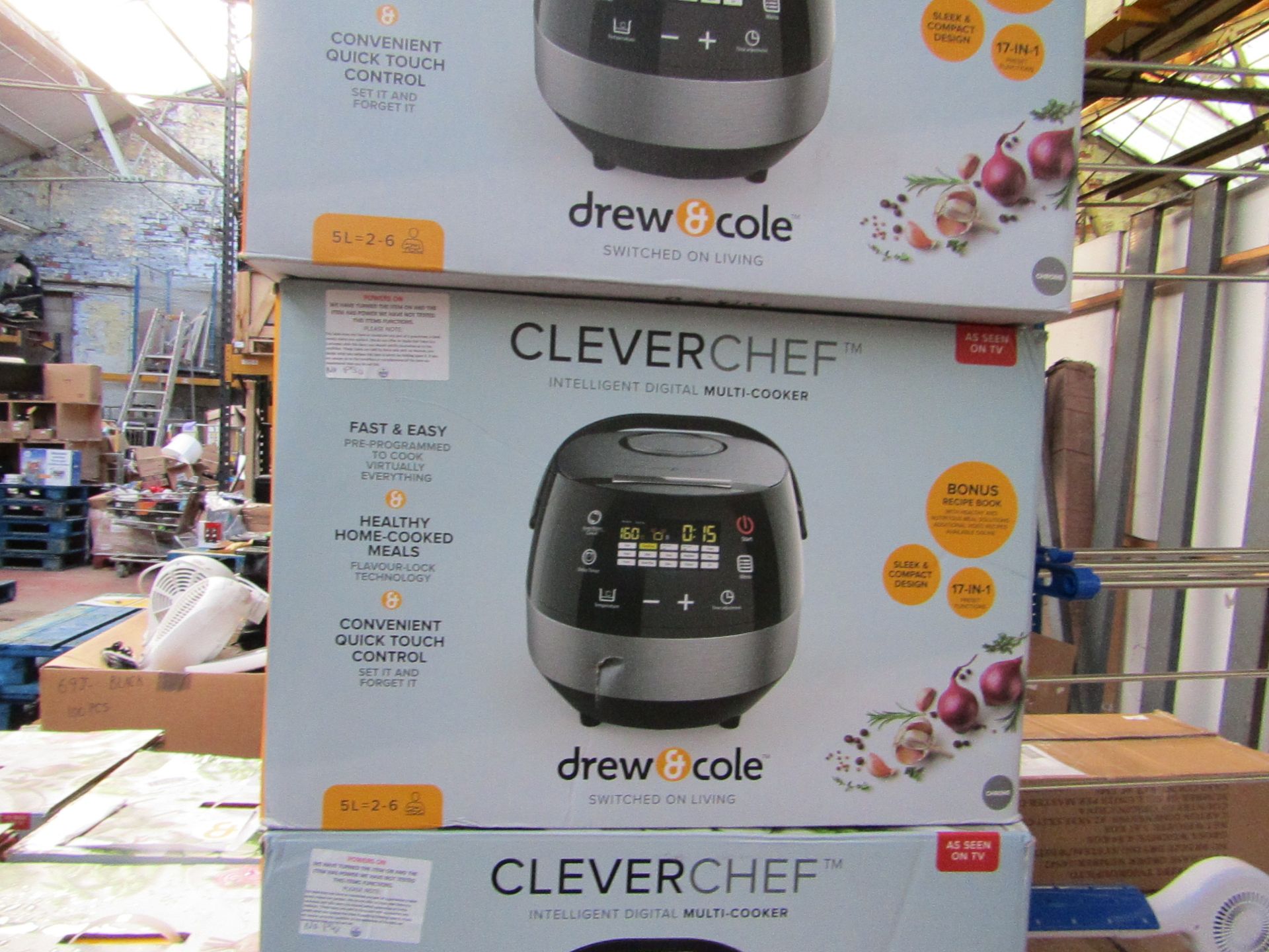 | 1x | Drew and Cole CleverChef | powers on, boxed and unchecked for accessories but is missing 3-