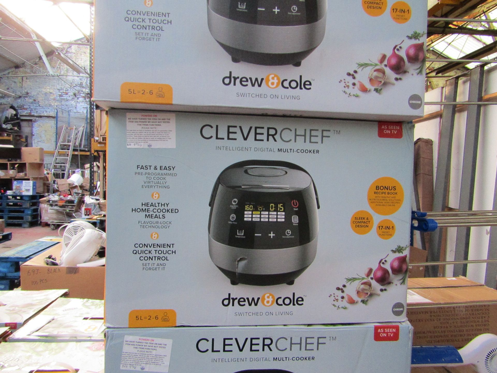 | 1x | Drew and Cole CleverChef | powers on, boxed and unchecked for accessories but is missing 3-