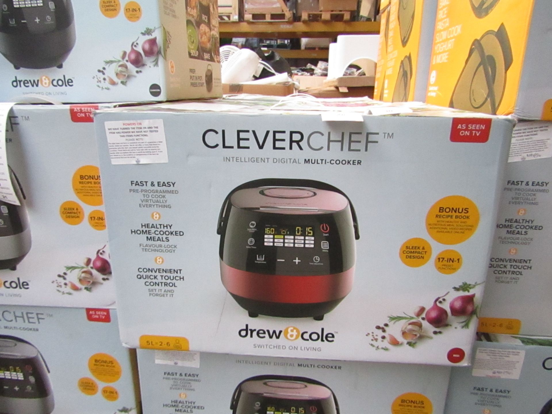 | 1x | Drew and Cole CleverChef | powers on, boxed and unchecked for accessories but may be