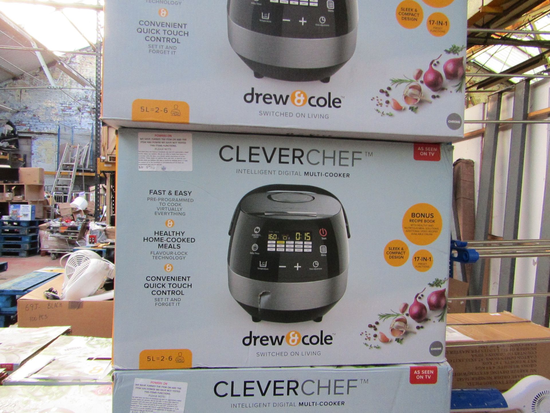 | 1x | Drew and Cole CleverChef | powers on, boxed and unchecked for accessories but is missing 3-