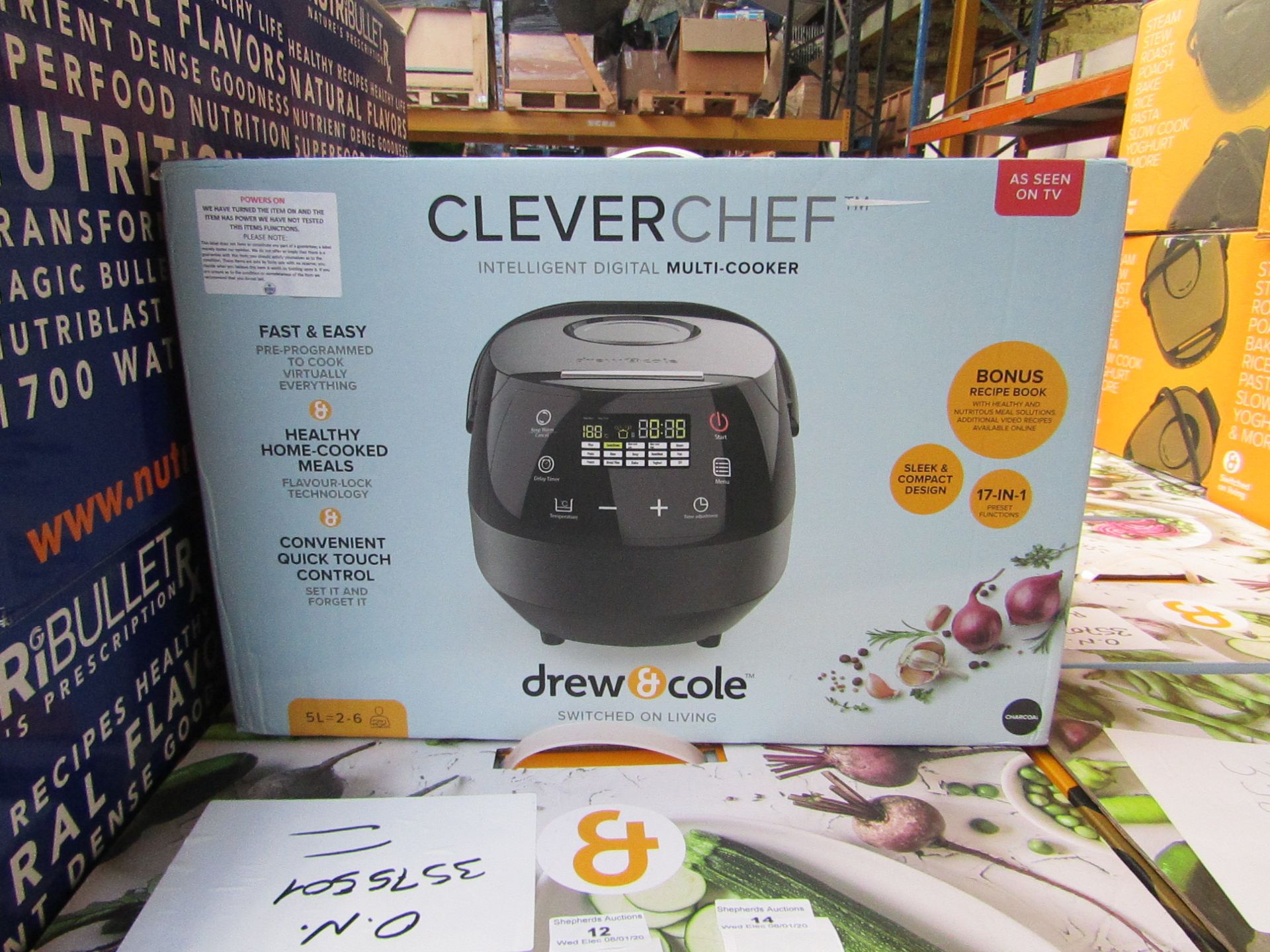 | 1x | Drew and Cole CleverChef | powers on, boxed and unchecked for accessories | no online re-sale