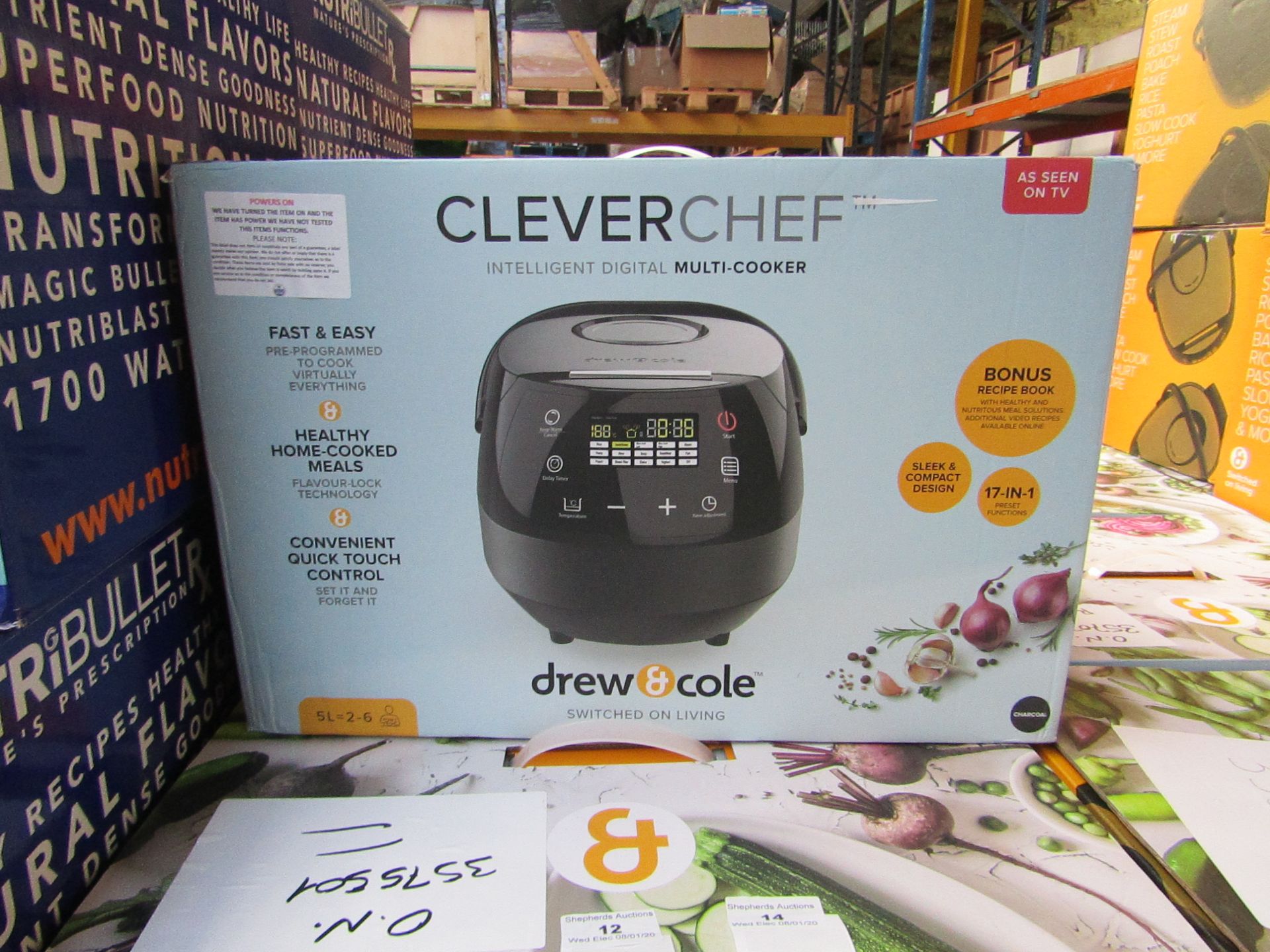 | 1x | Drew and Cole CleverChef | powers on, boxed and unchecked for accessories | no online re-sale