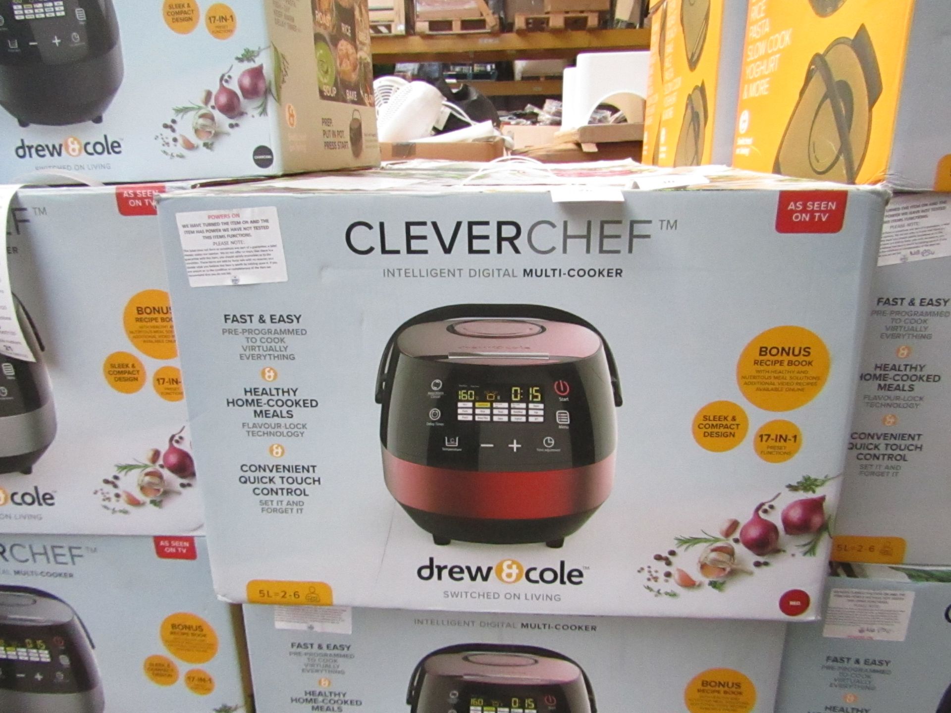 | 1x | Drew and Cole CleverChef | powers on, boxed and unchecked for accessories but may be