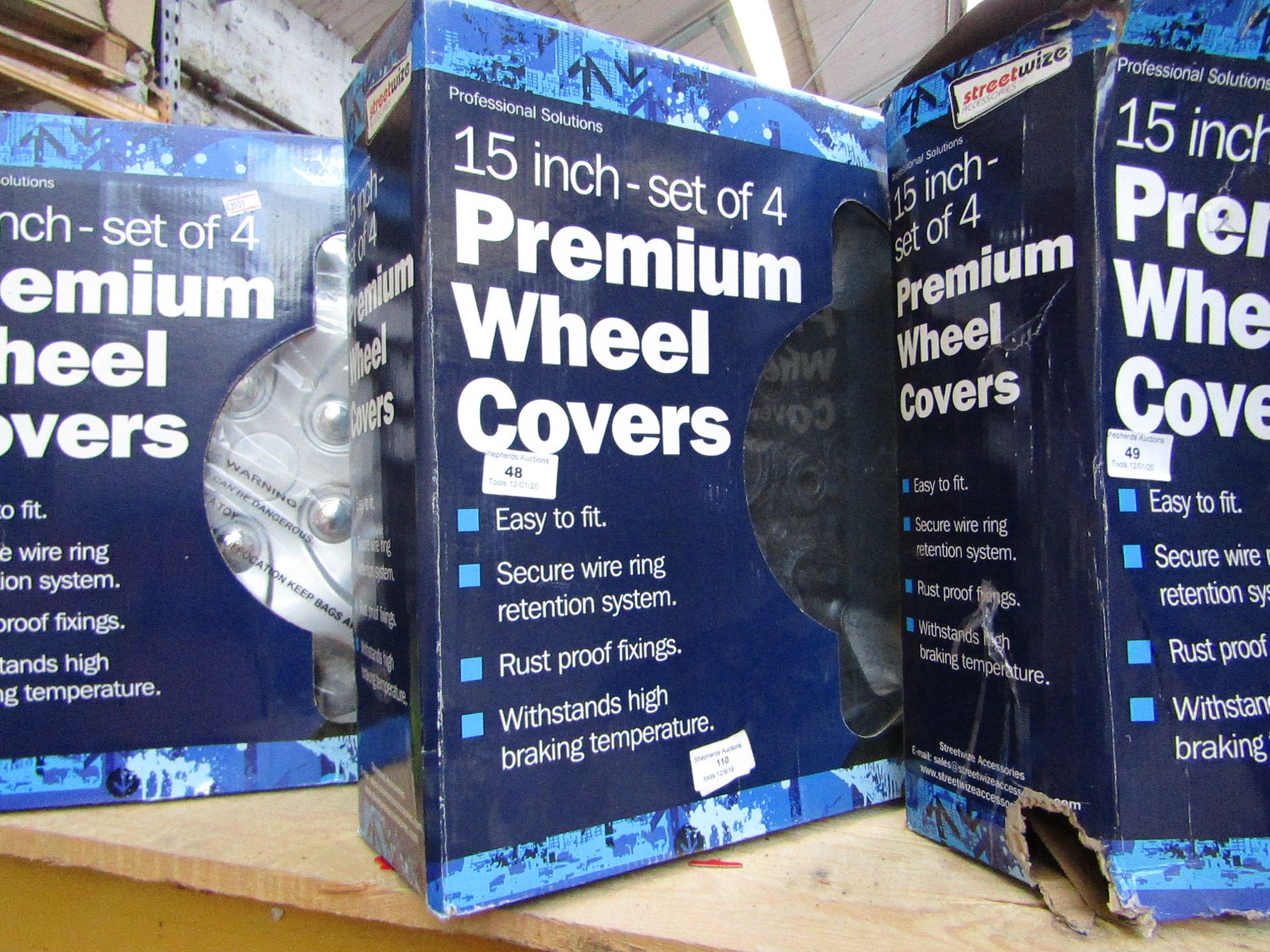 Streetwize 15" wheel covers, unchecked and boxed.