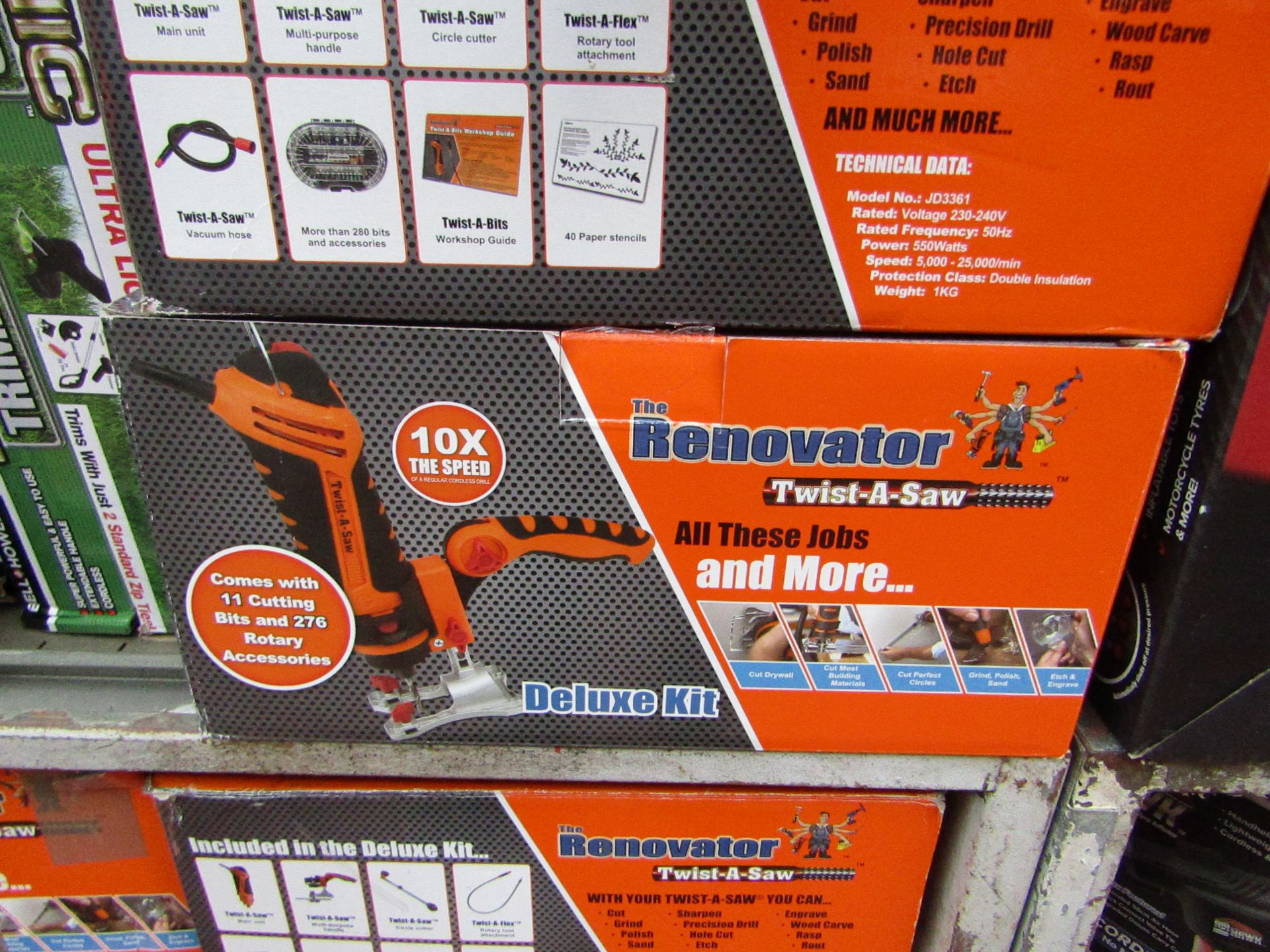 | 1x | The Renovator Twist-a-Saw Deluxe Kit | Tested working and boxed (we havent checked all