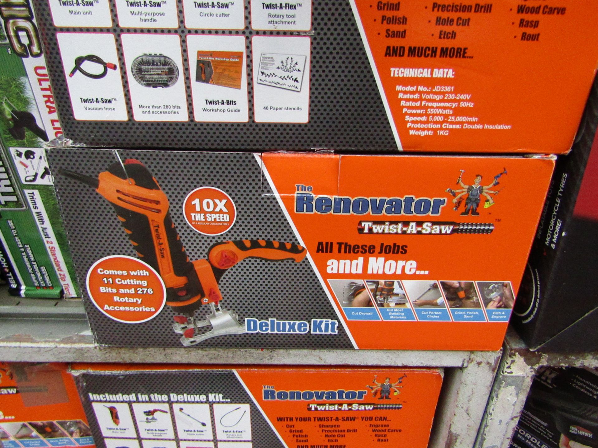 | 1x | The Renovator Twist-a-Saw Deluxe Kit | Tested working and boxed (we havent checked all