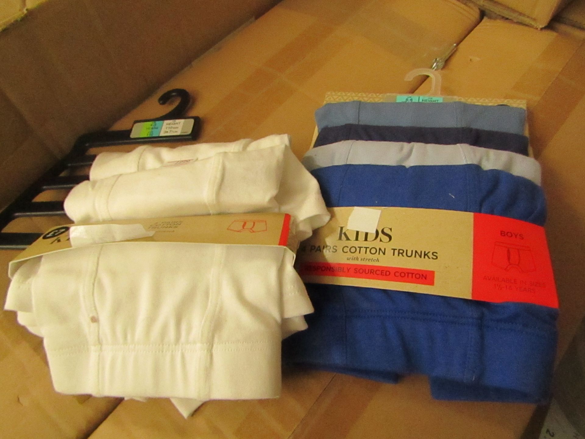 5 Pairs of Boys age 4 - 5 Cotton Trunks. New with Tags. See Image for colours